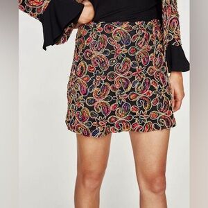 Zara Multicolor Paisley Mini Skirt statement piece